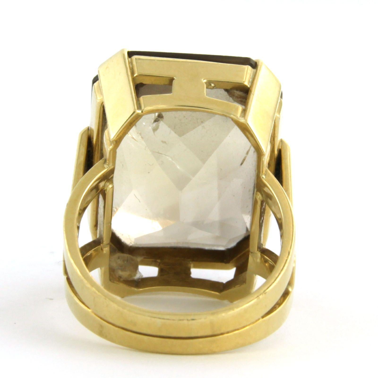 Bague avec topaze fumée jusqu'à 21.00ct 14.4 grammes Or jaune 18k Excellent état - En vente à The Hague, ZH