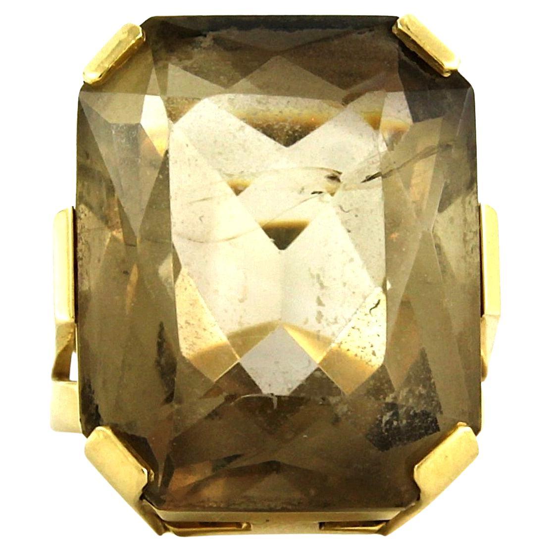 Bague avec topaze fumée jusqu
à 21.00ct 14.4 grammes Or jaune 18k en vente