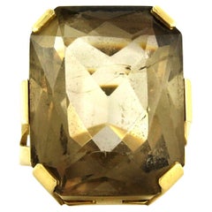 Ring with smoky topaz up to 21.00ct 14.4 grams 18k yellow gold