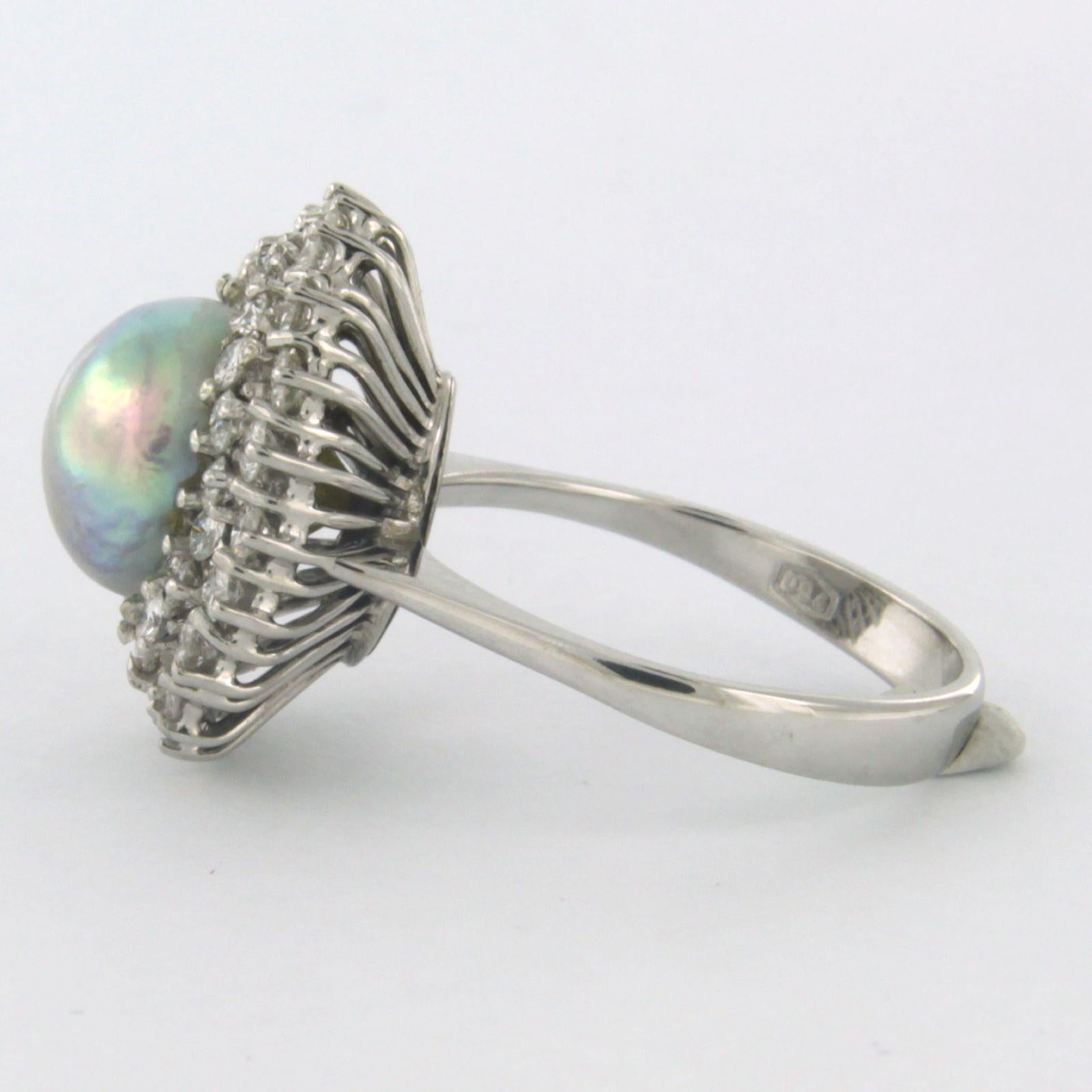 Moderne Bague avec perle des mers du Sud et diamants taille brillant jusqu'à 0,80ct or 18k en vente