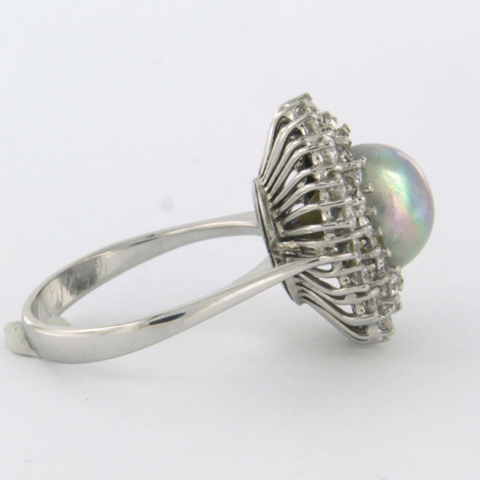 Taille brillant Bague avec perle des mers du Sud et diamants taille brillant jusqu'à 0,80ct or 18k en vente