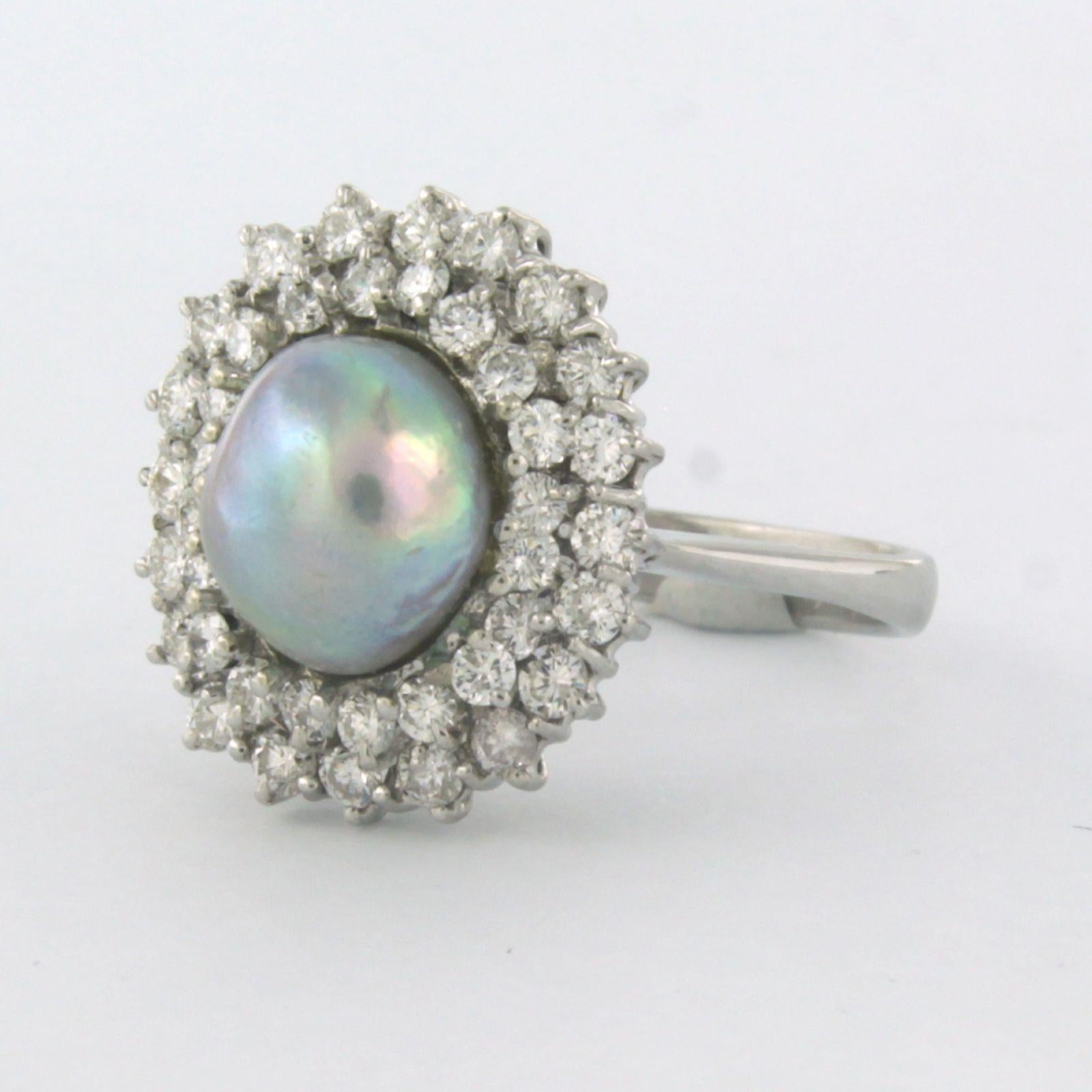 Bague avec perle des mers du Sud et diamants taille brillant jusqu'à 0,80ct or 18k Pour femmes en vente