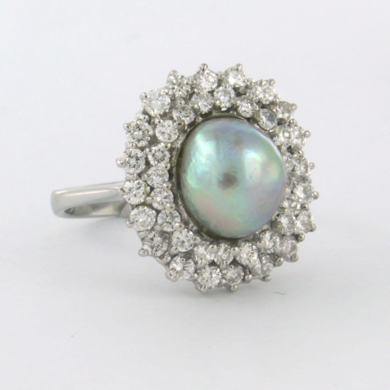 Bague avec perle des mers du Sud et diamants taille brillant jusqu'à 0,80ct or 18k en vente 1
