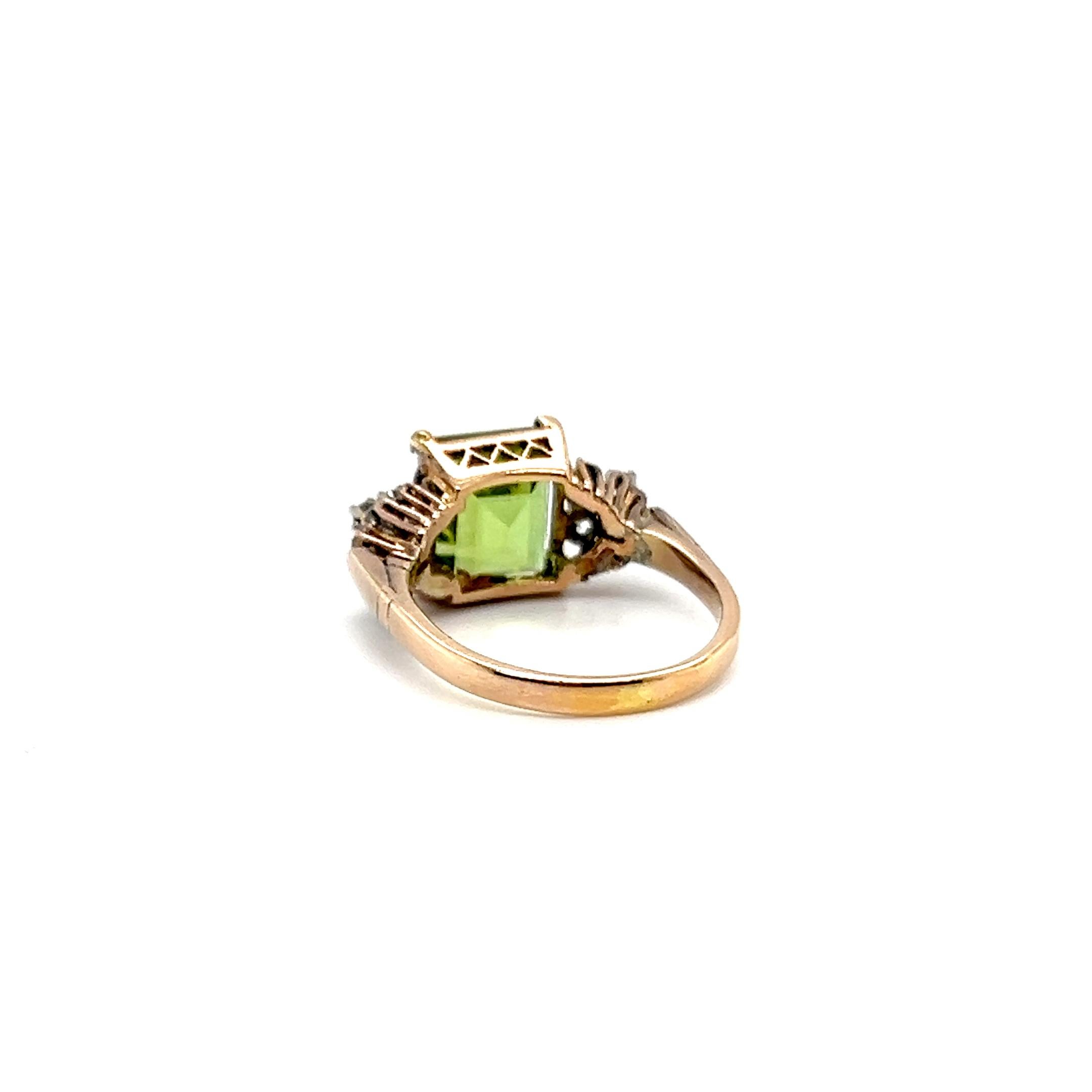 Ring with Stunning 3.50 Carat Peridot and Diamonds in Red & White Gold 6