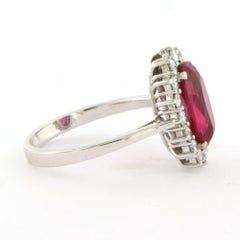 Ring with synthetich ruby and brilliant cut diamonds up to 0.56ct 14k gold