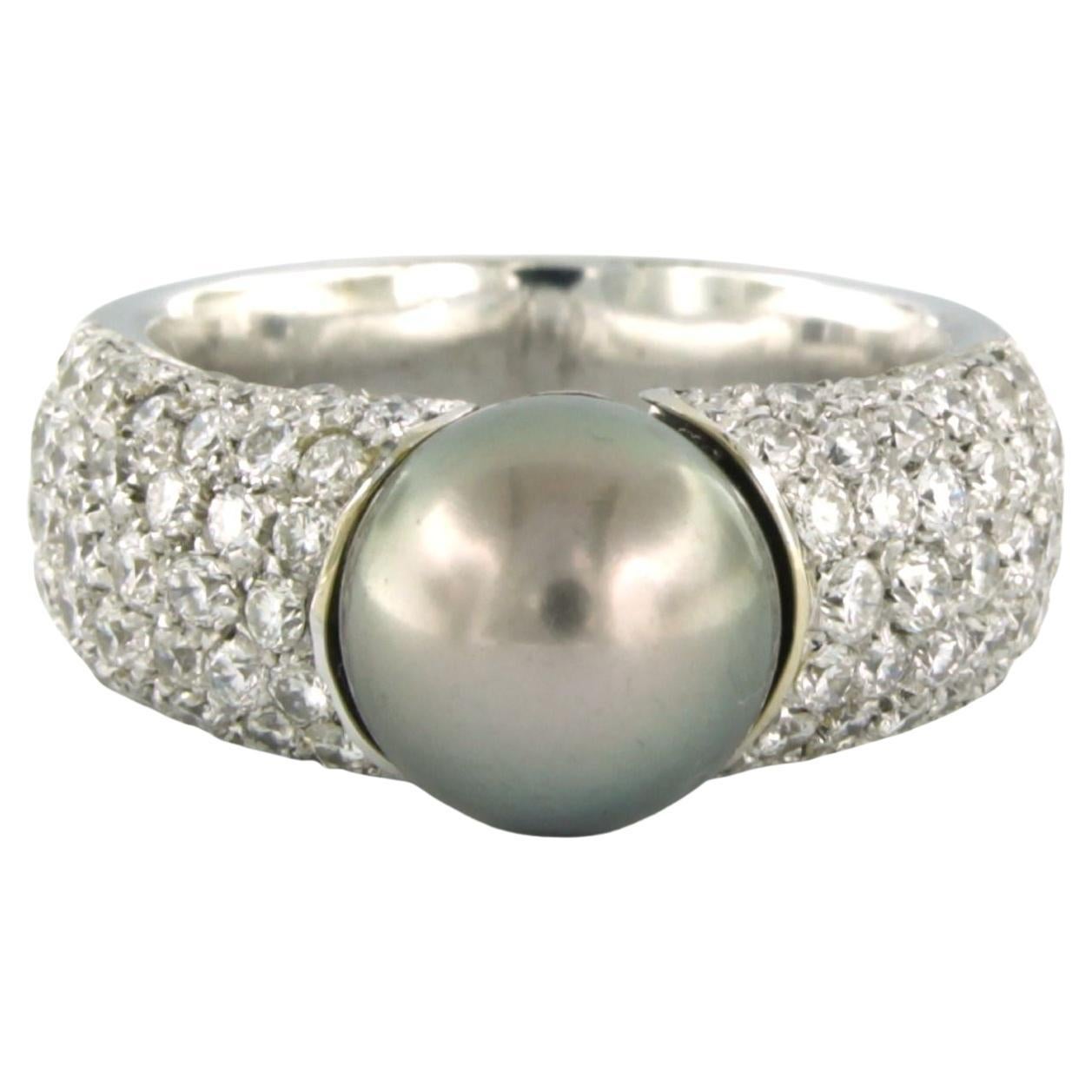 Ring mit Tahiti-Perle und Diamant im Brillantschliff bis 2,00ct 15,1 Gramm 18k Gold