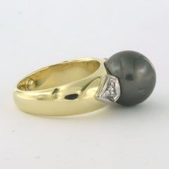 Ring mit Tahiti-Perle und Diamanten im Brillantschliff von bis zu 0,20 Karat aus 14 Karat Gold