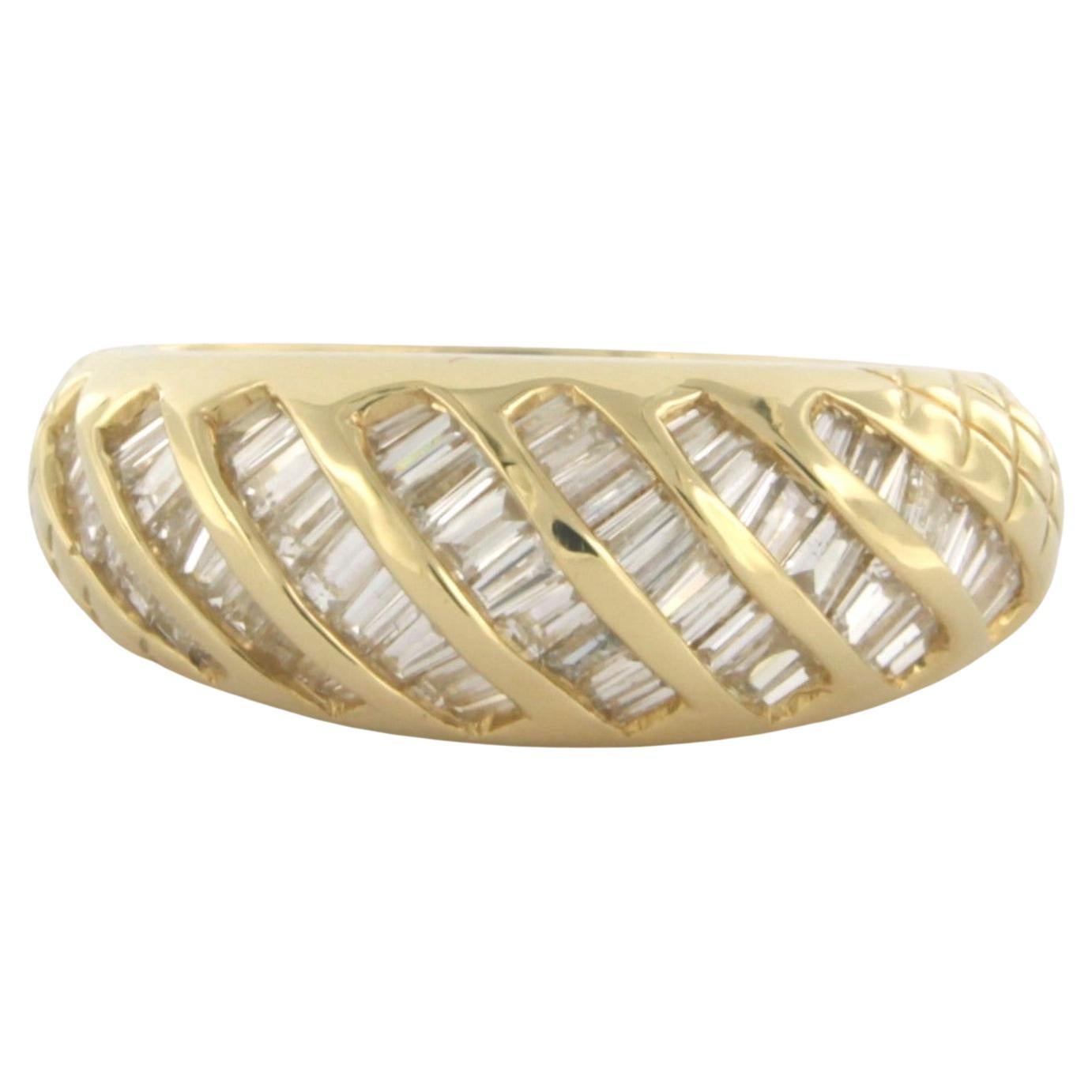 Ring with tapered and baguette cut diamonds up to 1.00ct 18k yellow gold