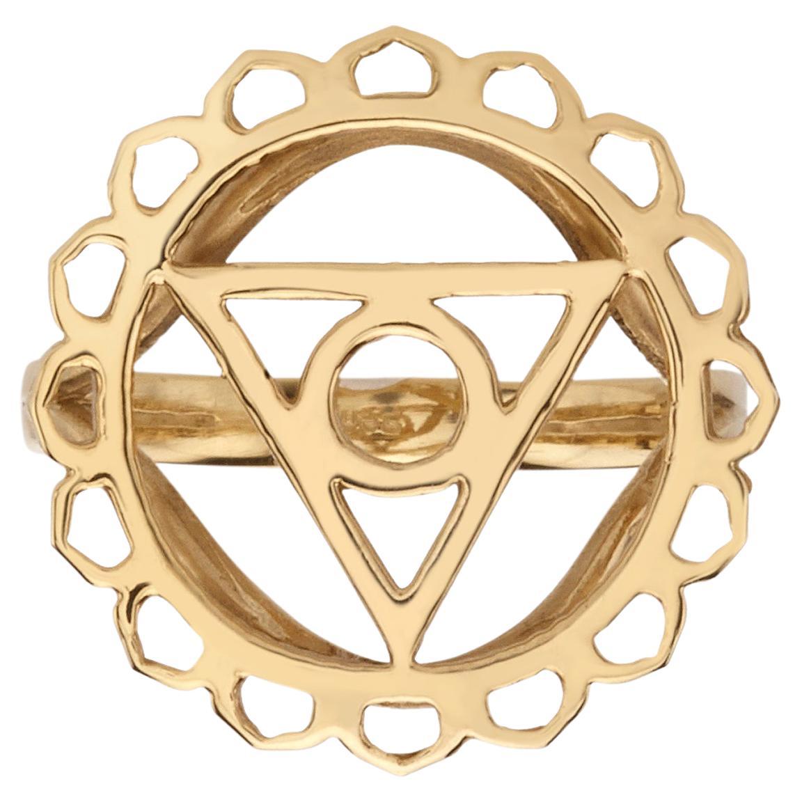 Handcrafted Yoga Ring with the Vissuddha Throat Chakra in 14Kt Gold