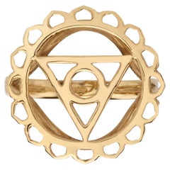 Handcrafted Yoga Ring with the Vissuddha Throat Chakra in 14Kt Gold