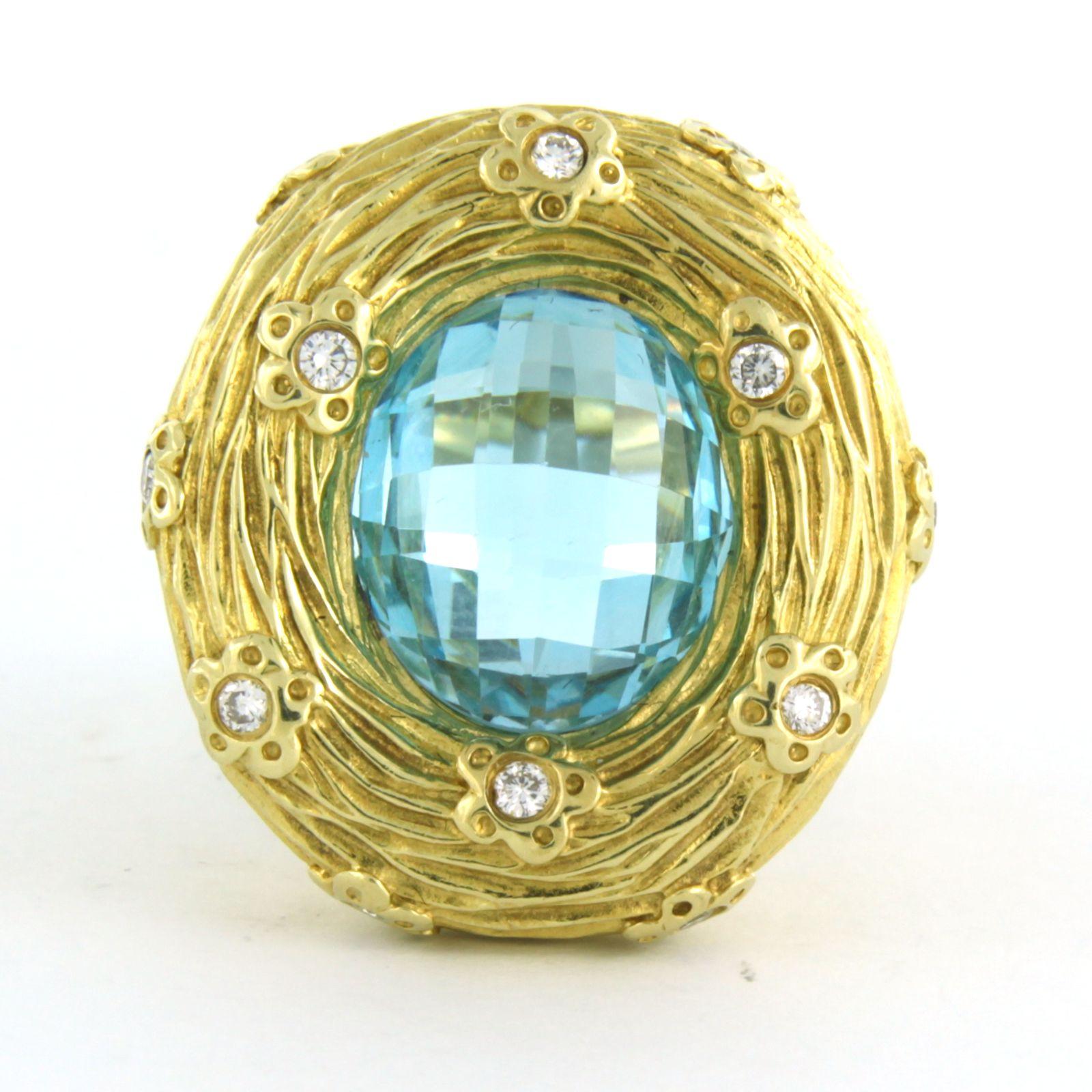 Ring with topaz and brilliant cut diamond up to 0.23ct 18k yellow gold For Sale 1