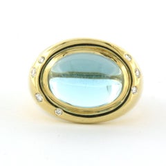Ring mit Topas und Diamanten im Brillantschliff bis zu 0,15ct 18k Gold 10,0 Gramm