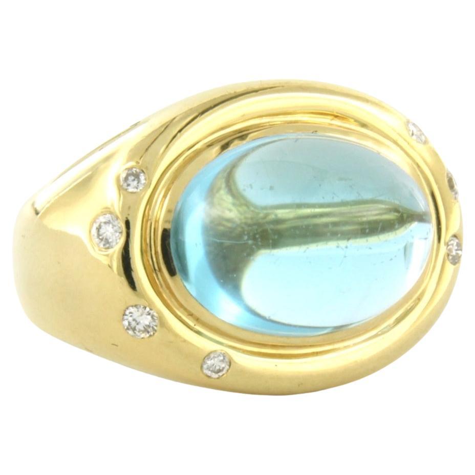 Ring with topaz and brilliant cut diamonds up to 0.15ct 18k gold 10.0 grams