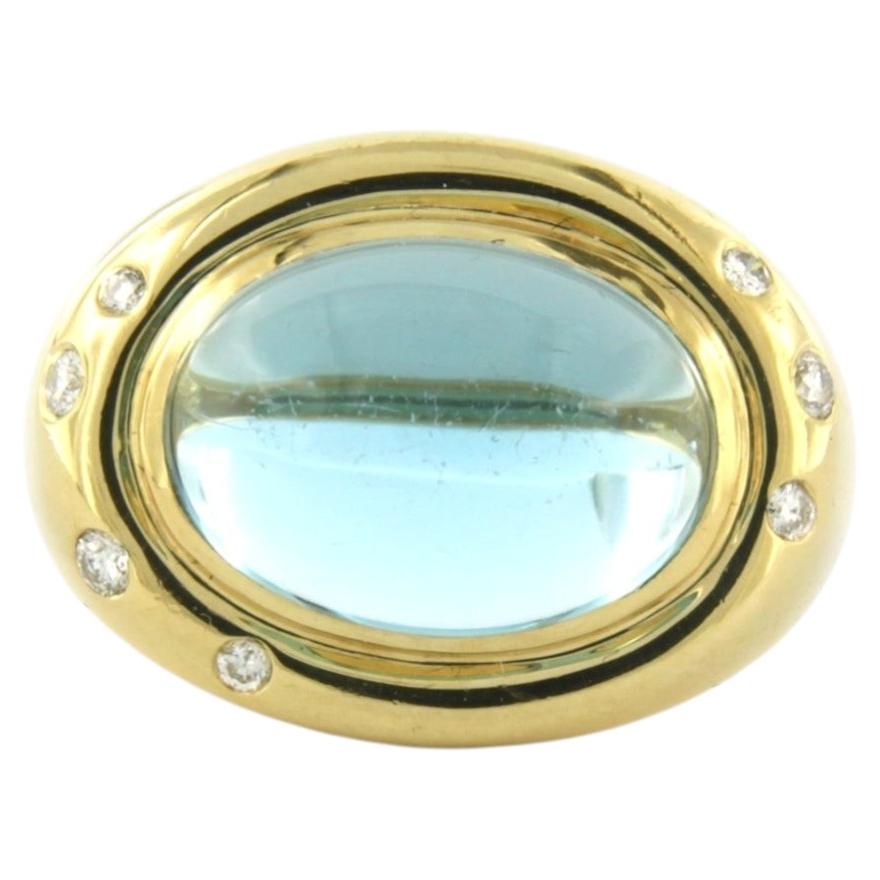Ring with topaz and brilliant cut diamonds up to 0.15ct 18k gold 10.0 grams