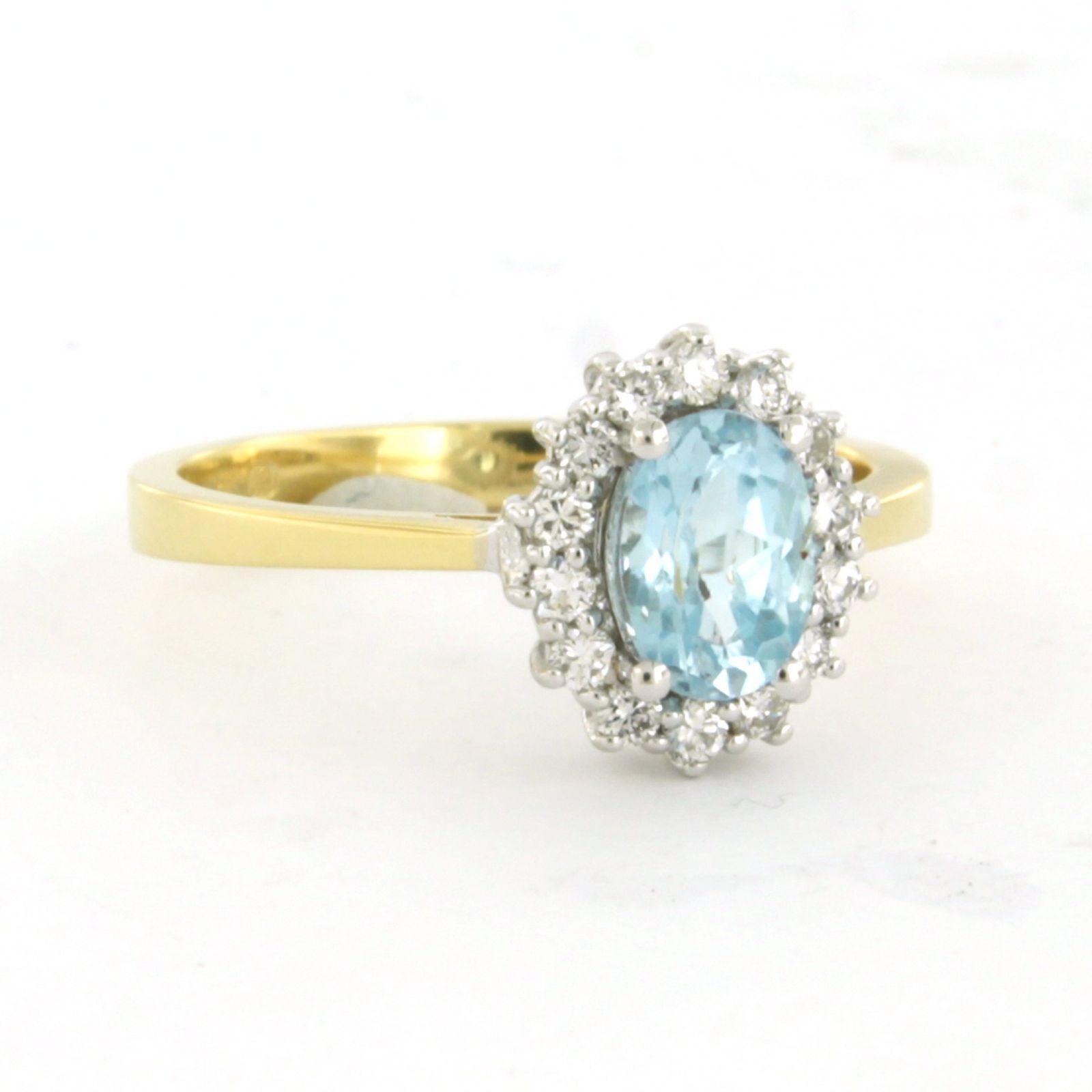 Ring with topaz and brilliant cut diamonds up to 0.26ct 3.5 grams 18k gold Damen im Angebot