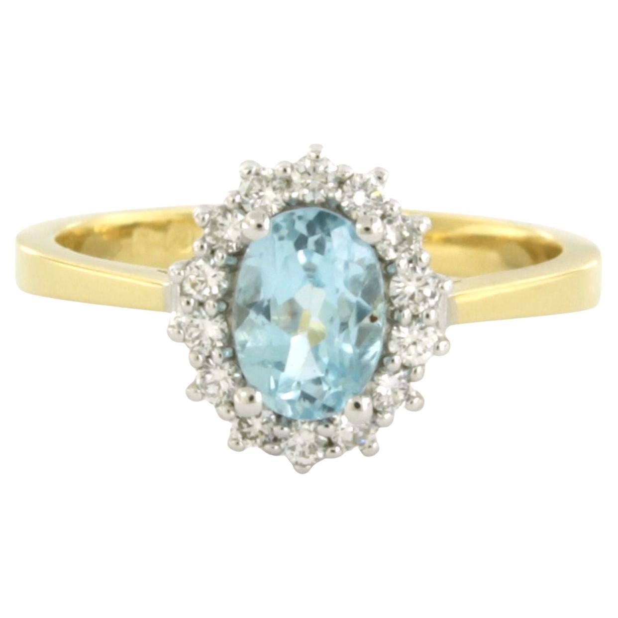 Ring with topaz and brilliant cut diamonds up to 0.26ct 3.5 grams 18k gold