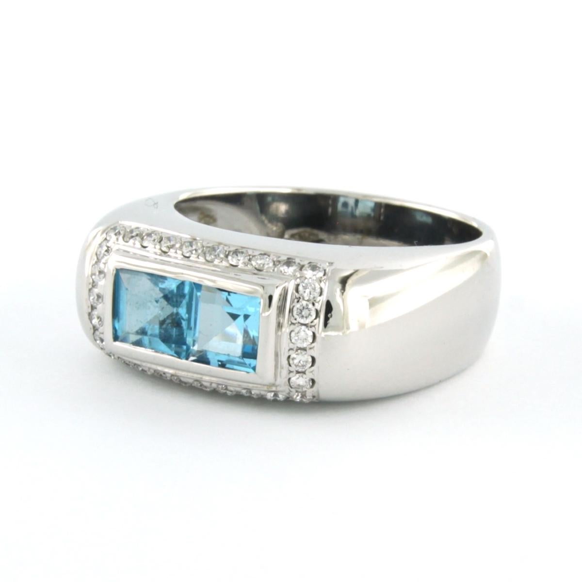 Moderno Ring with topaz and brilliant cut diamonds up to 0.30ct 18k white gold in vendita