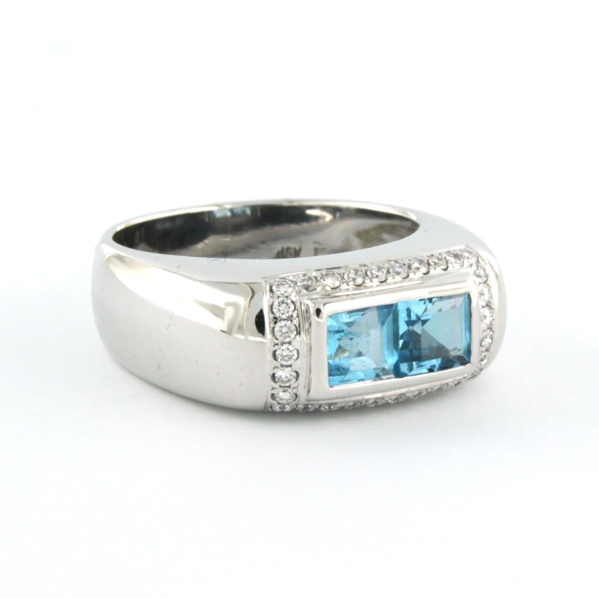Taglio brillante Ring with topaz and brilliant cut diamonds up to 0.30ct 18k white gold in vendita