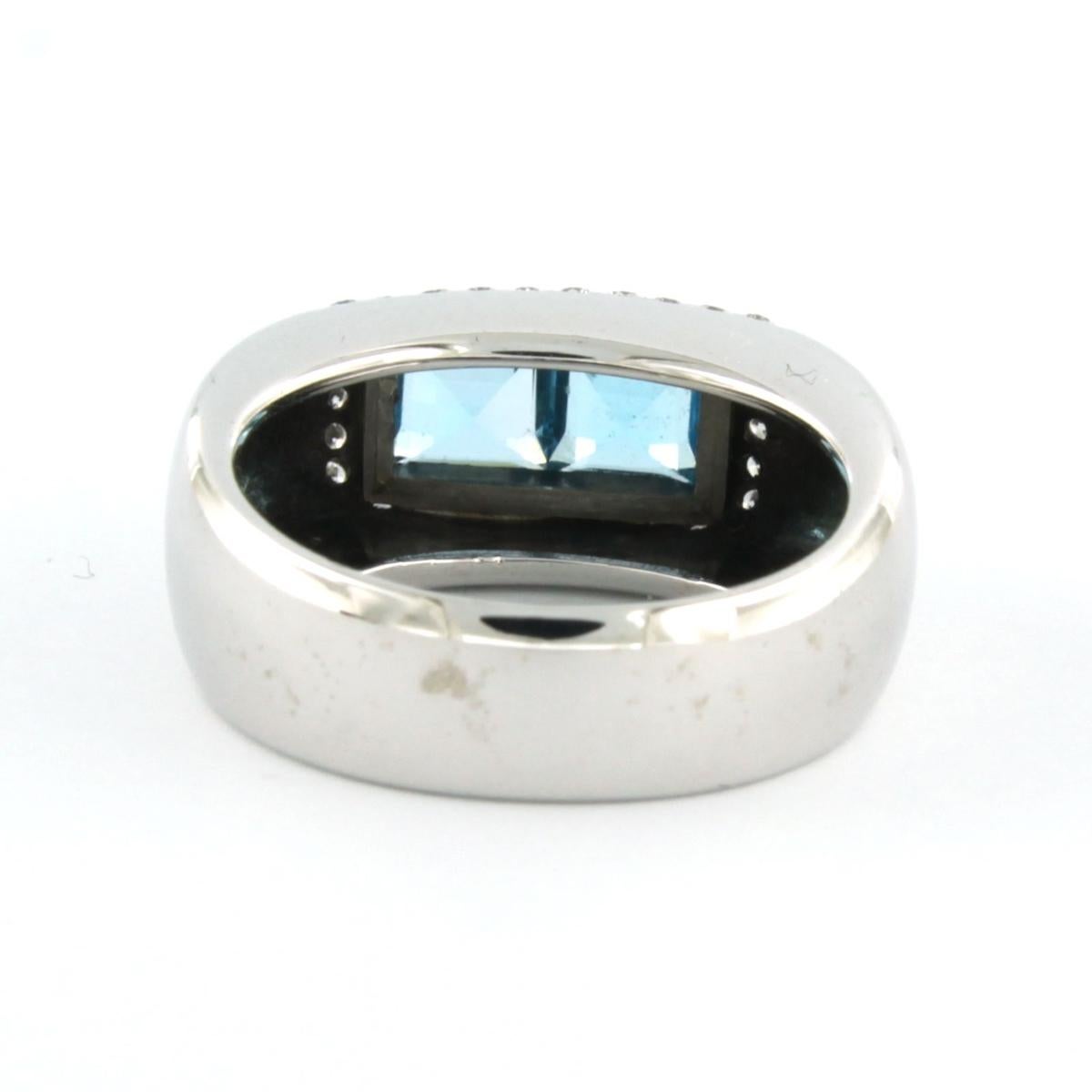 Ring with topaz and brilliant cut diamonds up to 0.30ct 18k white gold in vendita 1