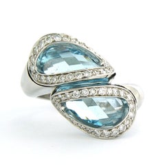 Ring mit Topas und Diamanten im Brillantschliff bis zu 0,58ct 18k Gold 11,9 Gramm