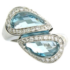 Ring mit Topas und Diamanten im Brillantschliff bis zu 0,58ct 18k Gold 11,9 Gramm