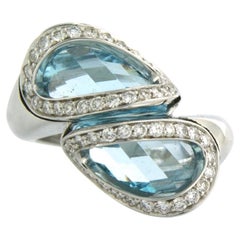 Anillo con topacio y diamantes talla brillante de hasta 0,58 ct Oro de 18k 11,9 gramos