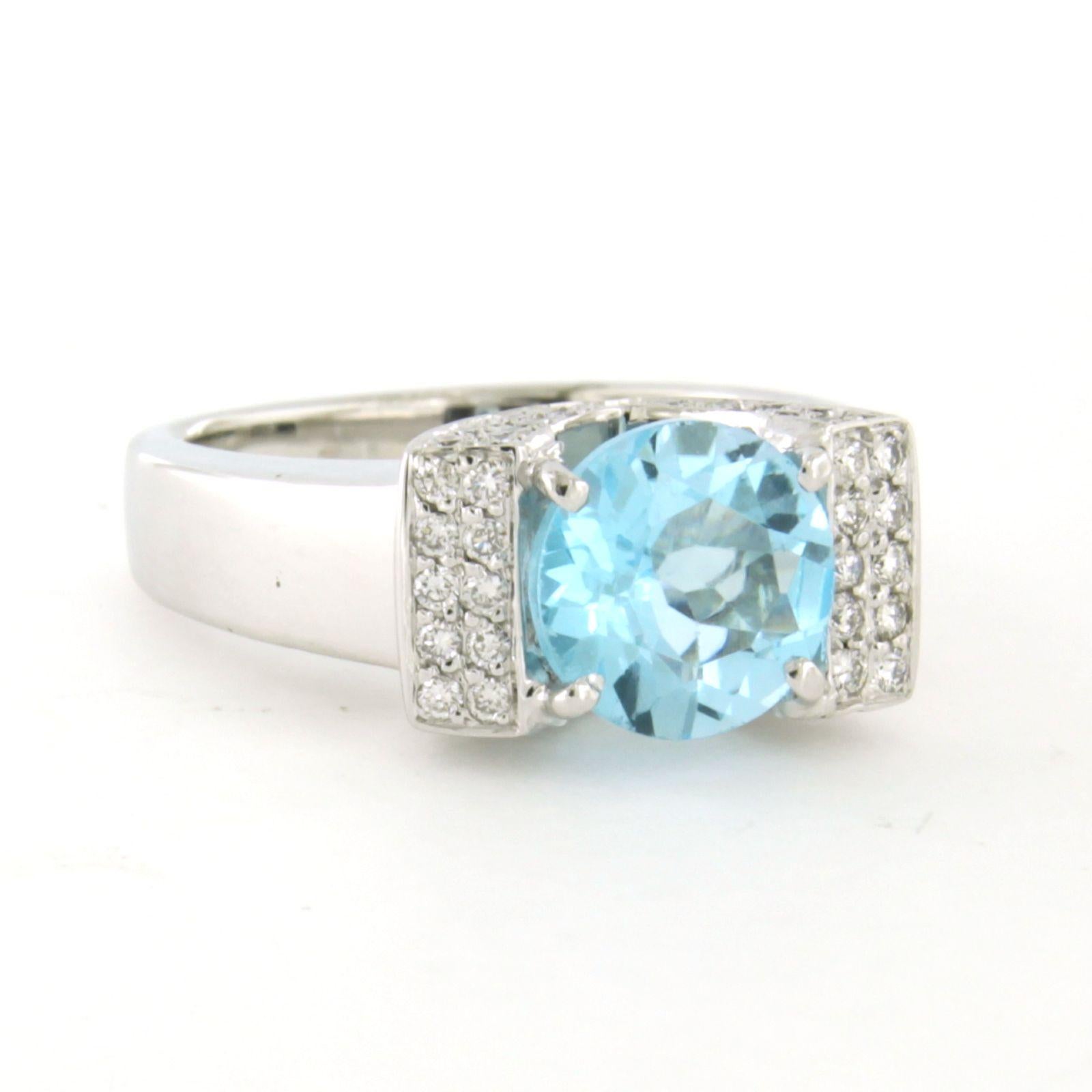 Anillo con topacio y diamantes talla brillante de hasta 0,60 ct Oro de 14k 11,0 gramos en venta 1