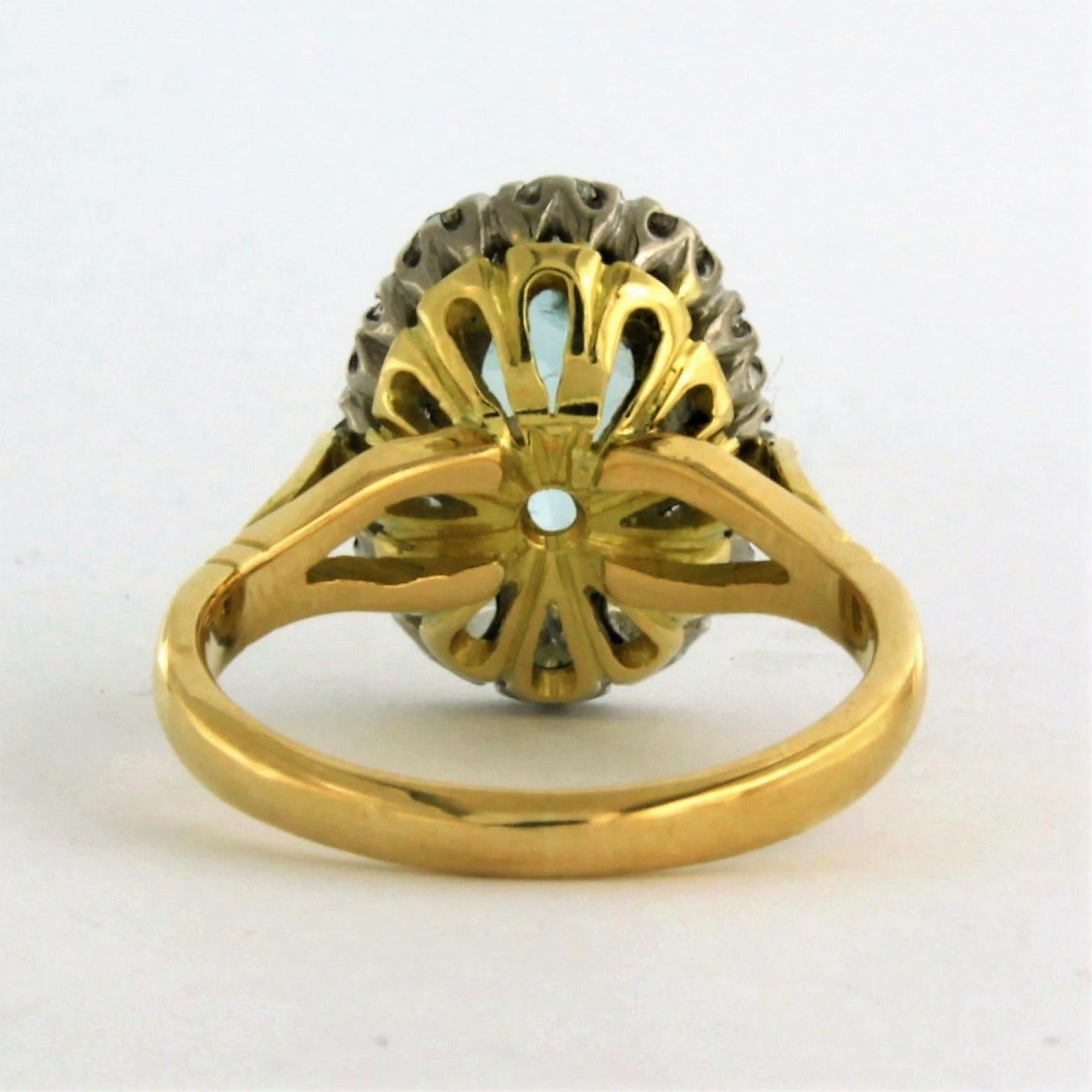 Brilliant Cut Ring with topaz and brilliant cut diamonds up to 0.60ct 18k gold 5.6 grams