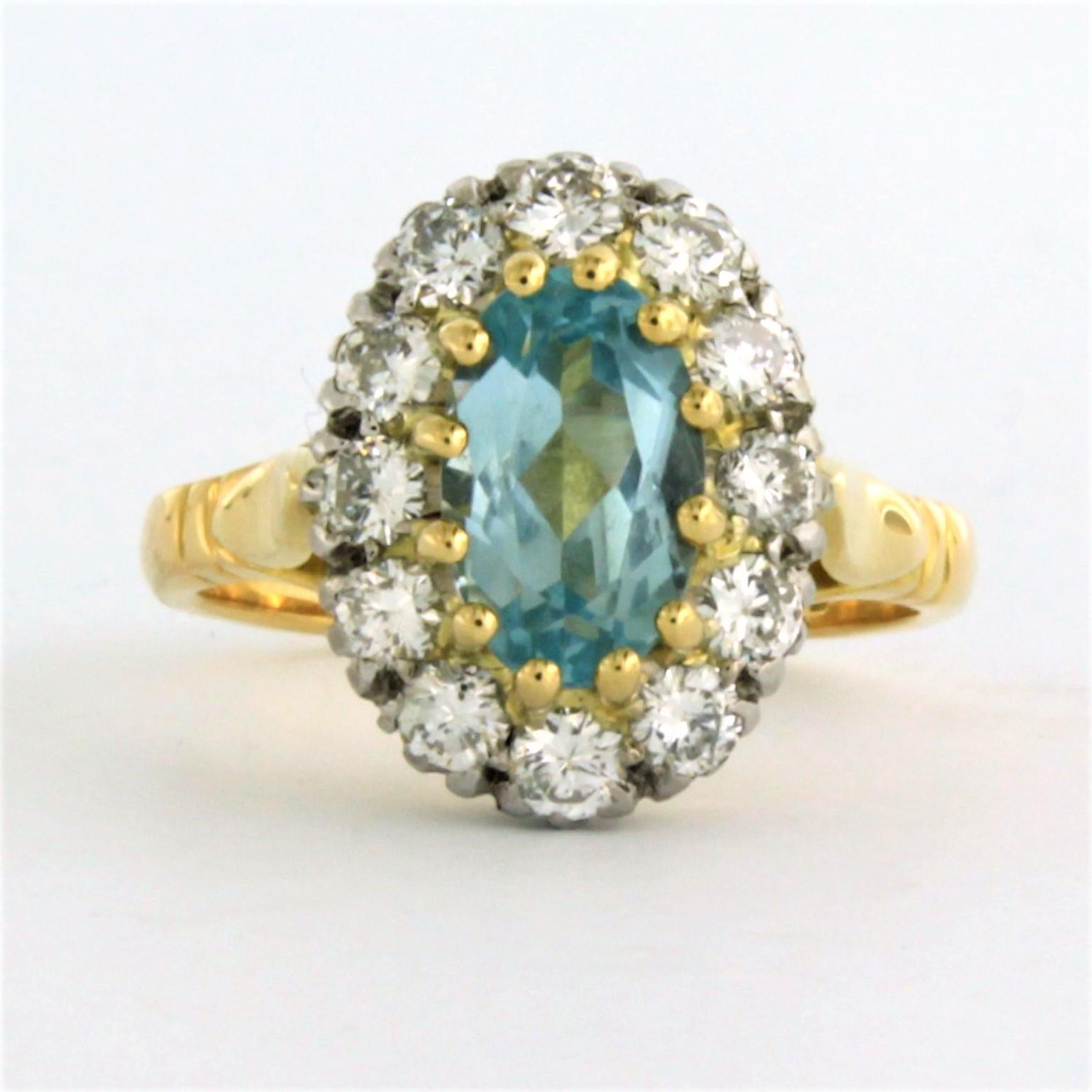 Ring with topaz and brilliant cut diamonds up to 0.60ct 18k gold 5.6 grams 1