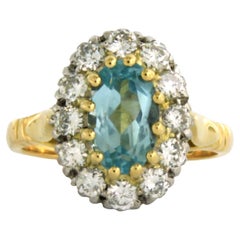 Ring with topaz and brilliant cut diamonds up to 0.60ct 18k gold 5.6 grams