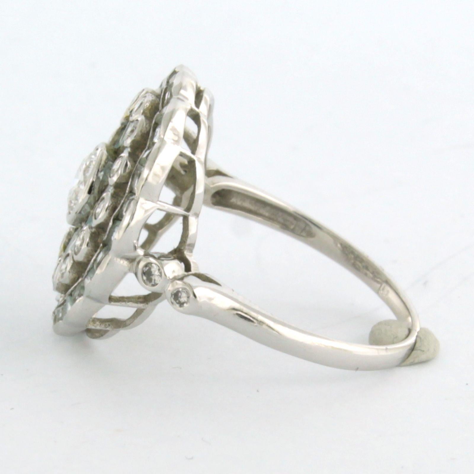 Modern Ring with topaz and brilliant cut diamonds up to 0.65ct 14k white gold For Sale