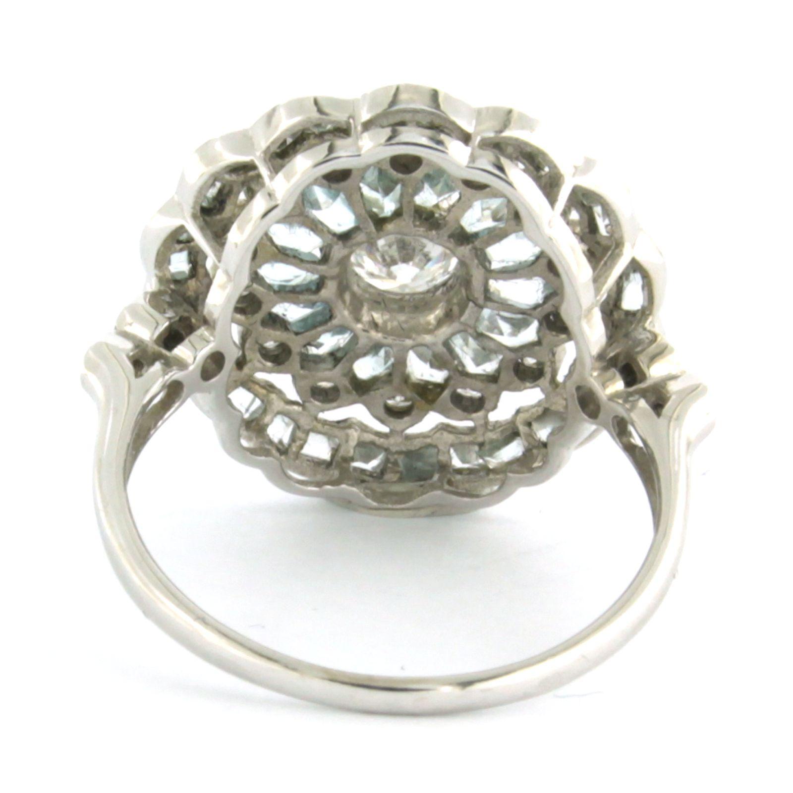 Ring with topaz and brilliant cut diamonds up to 0.65ct 14k white gold In New Condition For Sale In The Hague, ZH