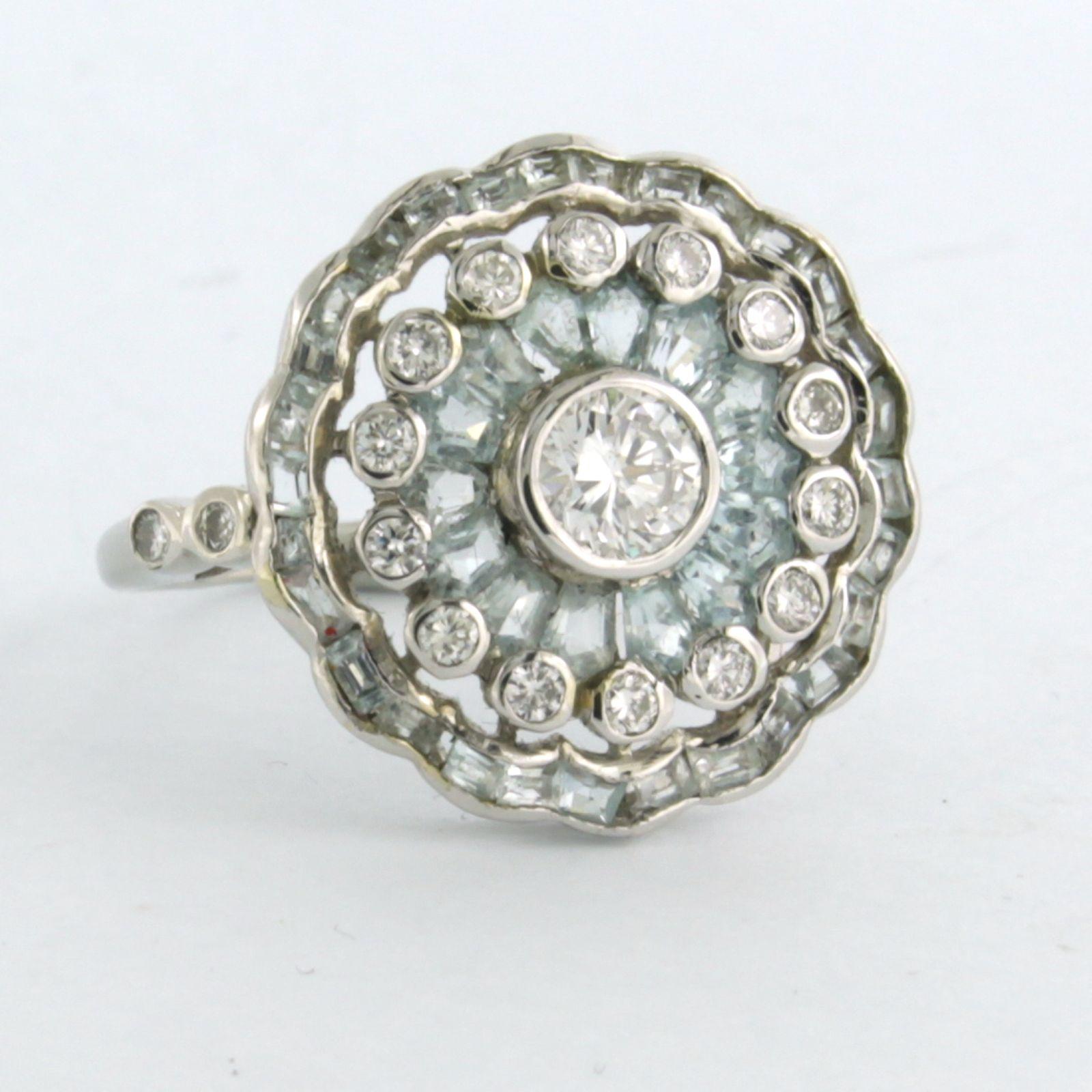Ring with topaz and brilliant cut diamonds up to 0.65ct 14k white gold For Sale 1