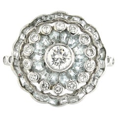 Ring with topaz and brilliant cut diamonds up to 0.65ct 14k white gold