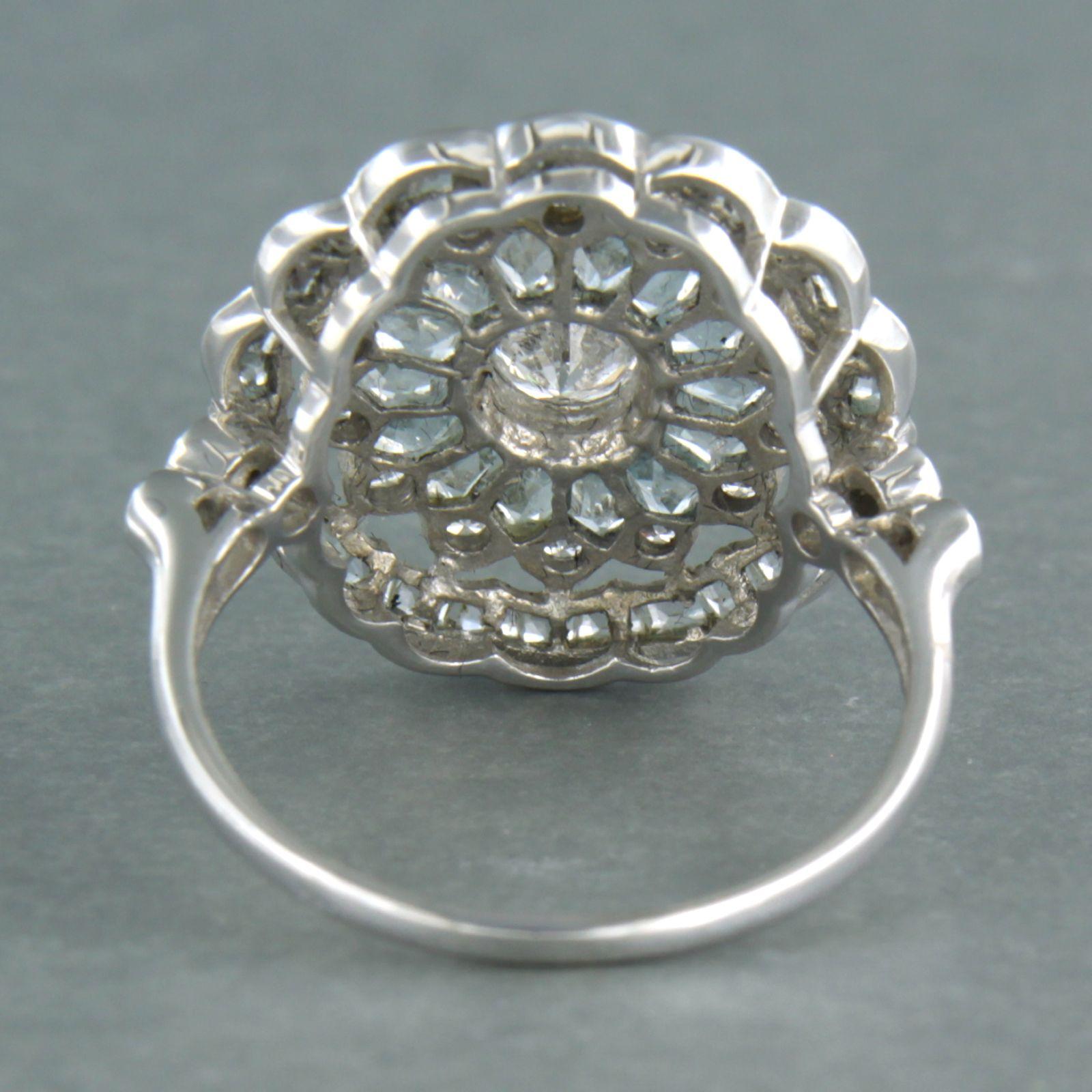 Anillo con topacio y diamantes talla brillante de hasta 0,65 ct 3,0 gramos Oro blanco de 14k Art Decó en venta