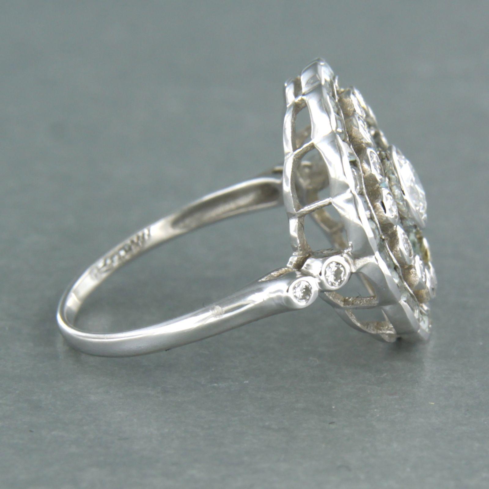 Anillo con topacio y diamantes talla brillante de hasta 0,65 ct 3,0 gramos Oro blanco de 14k Corte brillante en venta