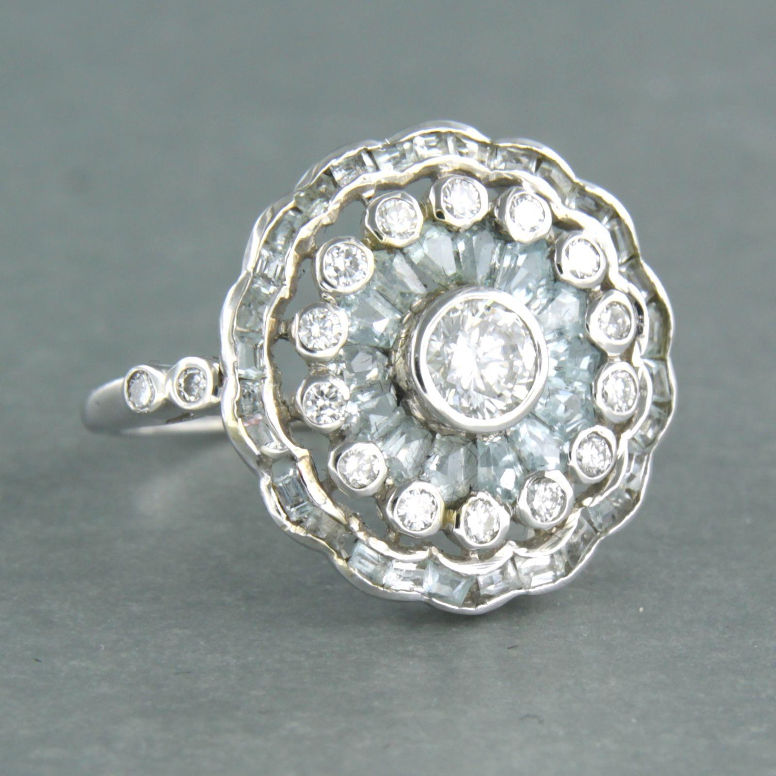 De las mujeres Anillo con topacio y diamantes talla brillante de hasta 0,65 ct 3,0 gramos Oro blanco de 14k en venta