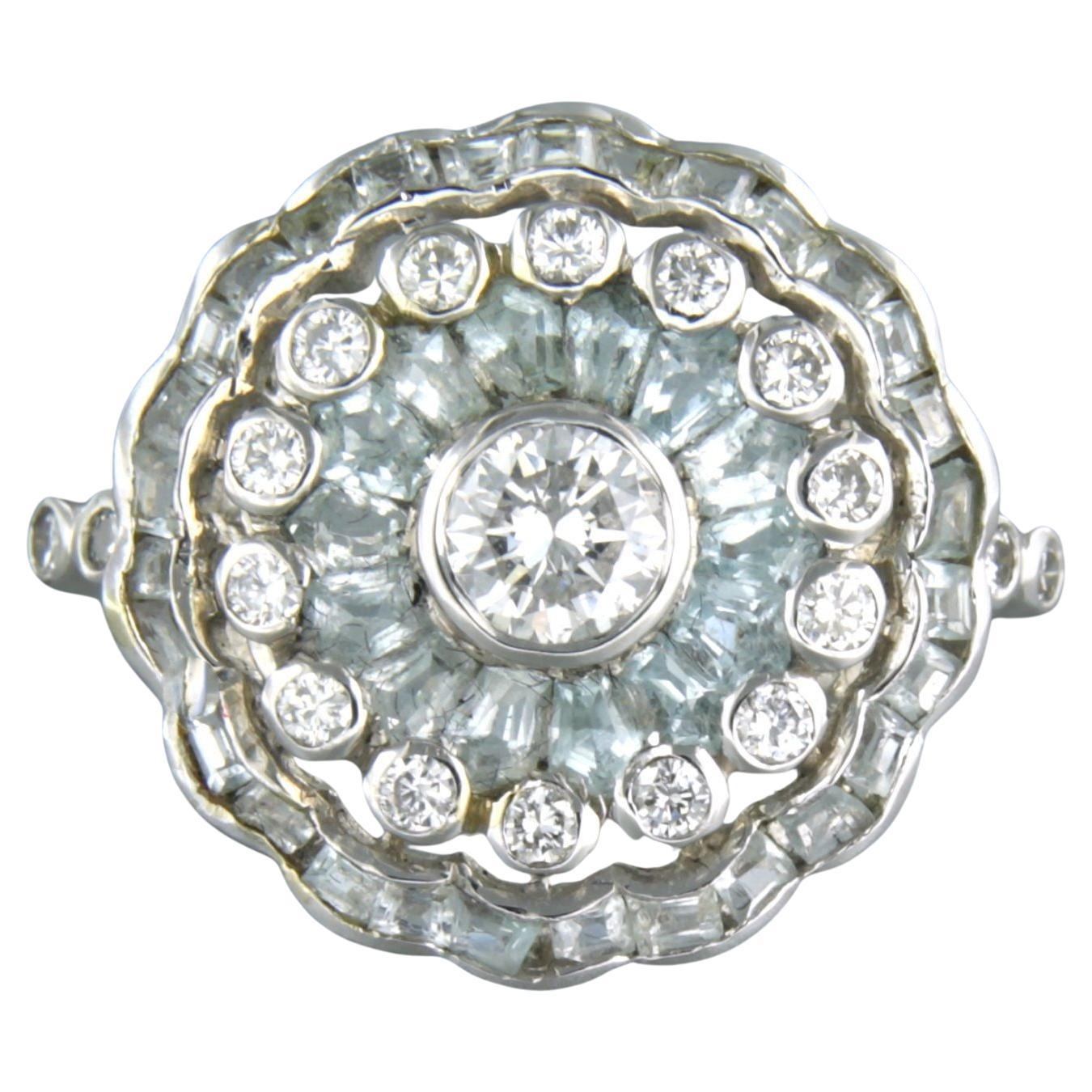 Anillo con topacio y diamantes talla brillante de hasta 0,65 ct 3,0 gramos Oro blanco de 14k