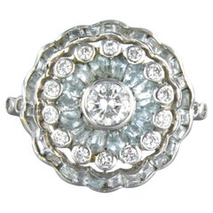 Ring mit Topas und Diamanten im Brillantschliff bis zu 0,65ct 3,0 Gramm 14k Weißgold