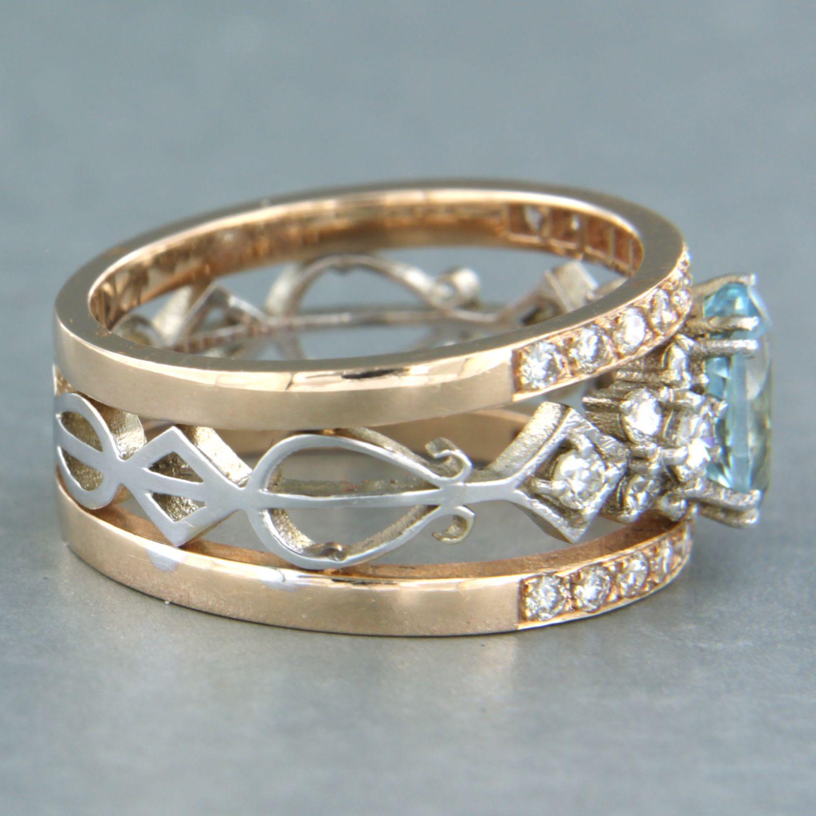 Taglio brillante Ring with topaz and brilliant cut diamonds up to 0.75ct 18k gold 6.9 grams in vendita