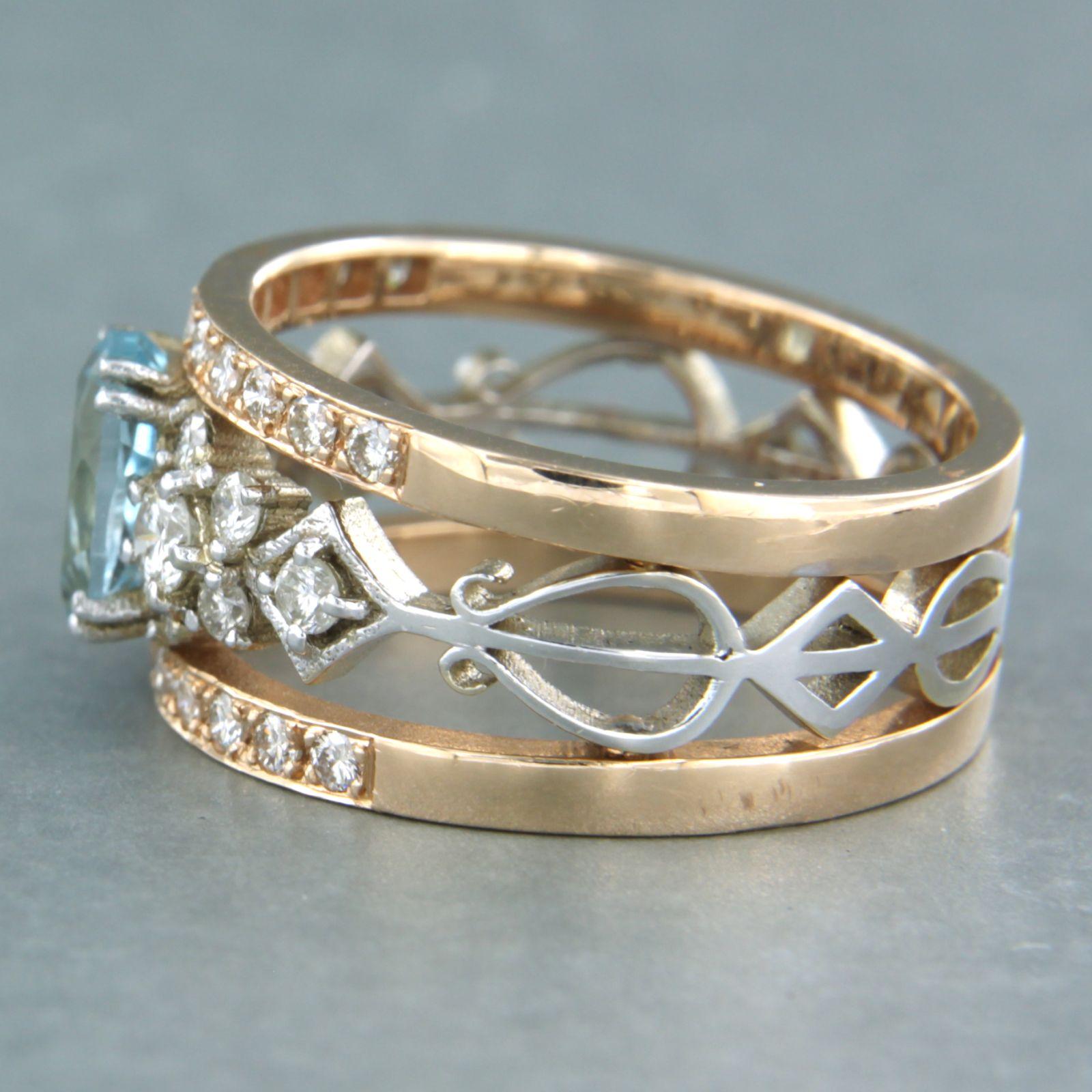 Ring with topaz and brilliant cut diamonds up to 0.75ct 18k gold 6.9 grams In condizioni Nuovo in vendita a The Hague, ZH
