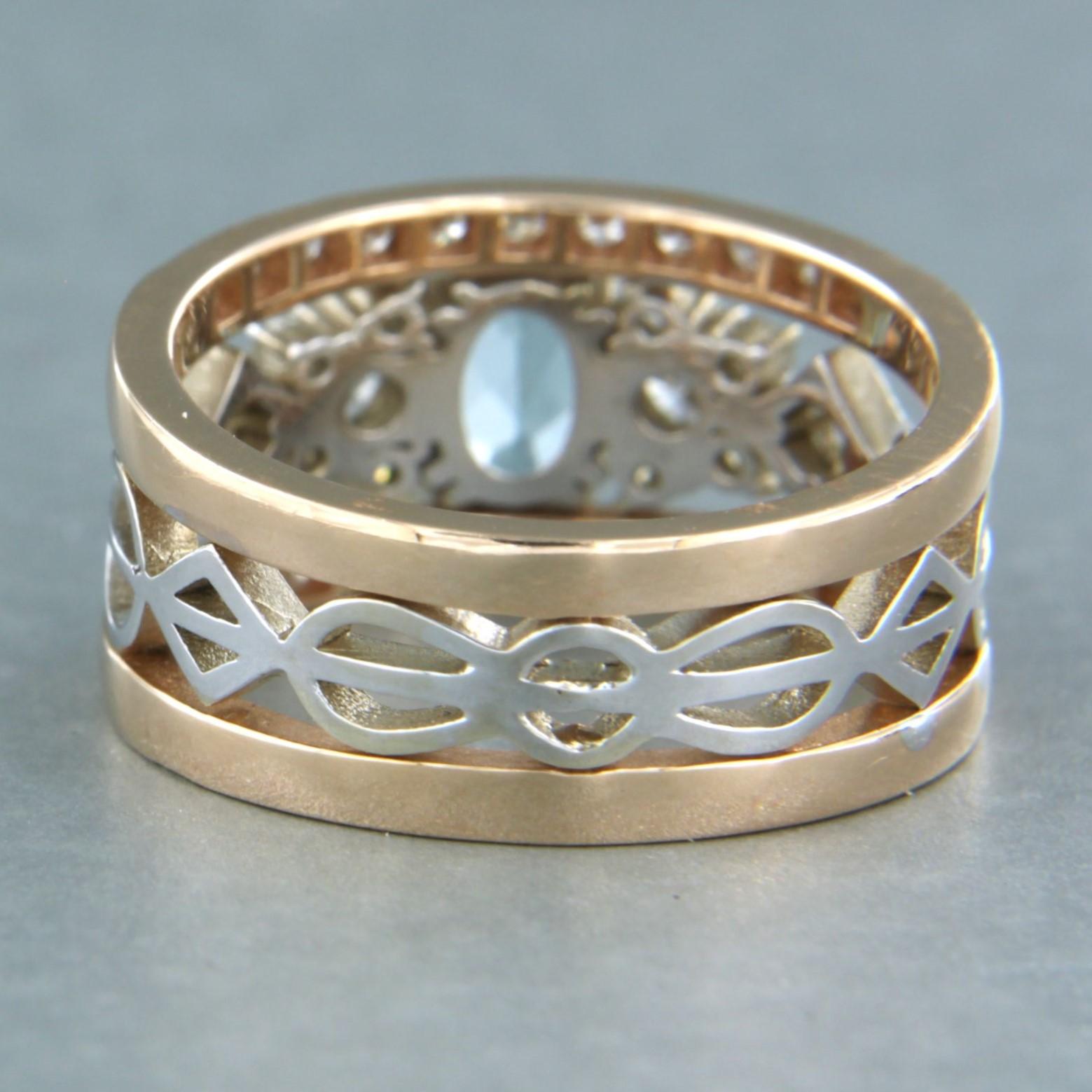Donna Ring with topaz and brilliant cut diamonds up to 0.75ct 18k gold 6.9 grams in vendita