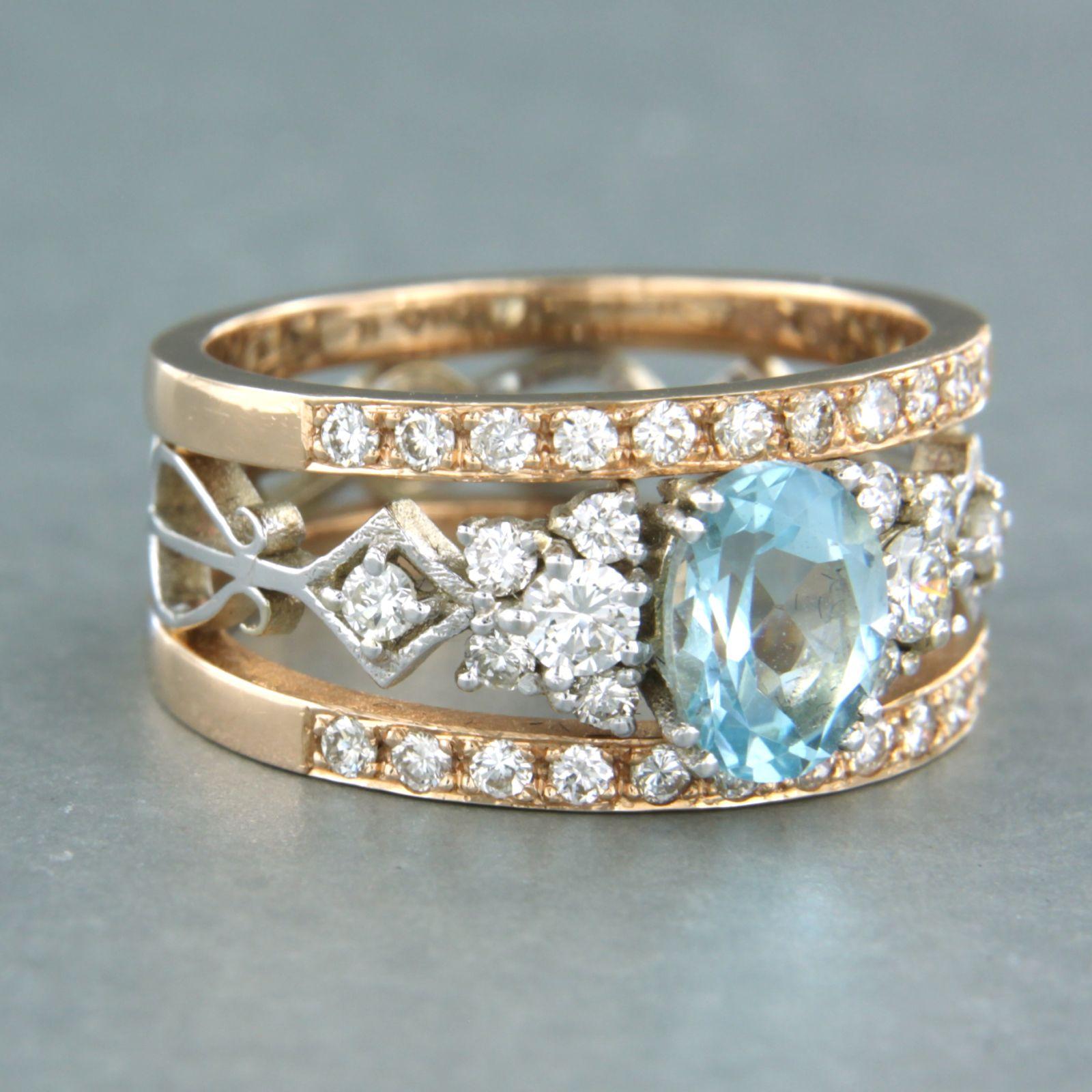Ring with topaz and brilliant cut diamonds up to 0.75ct 18k gold 6.9 grams in vendita 2
