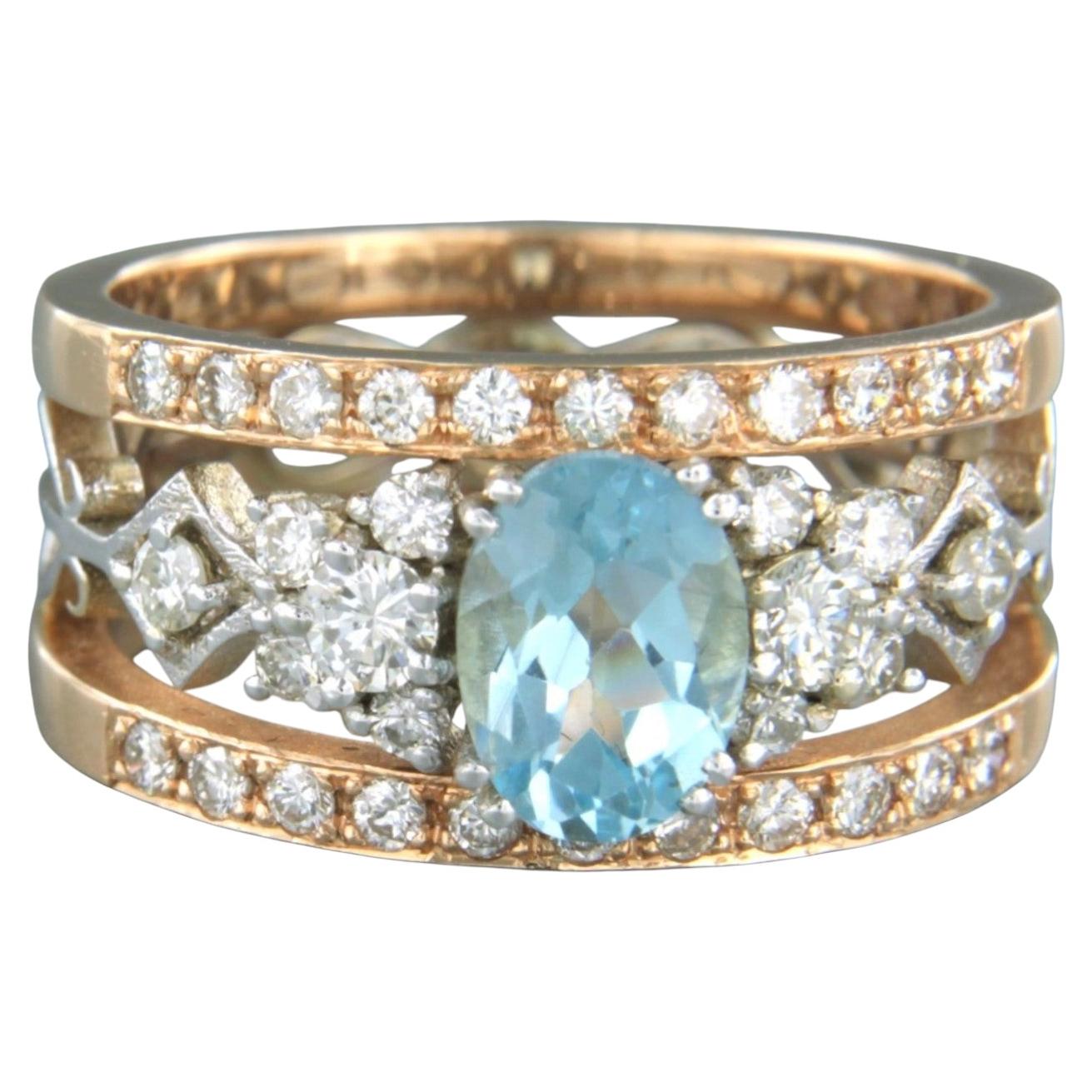 Ring mit Topas und Diamanten im Brillantschliff bis zu 0,75ct 18k Gold 6,9 Gramm