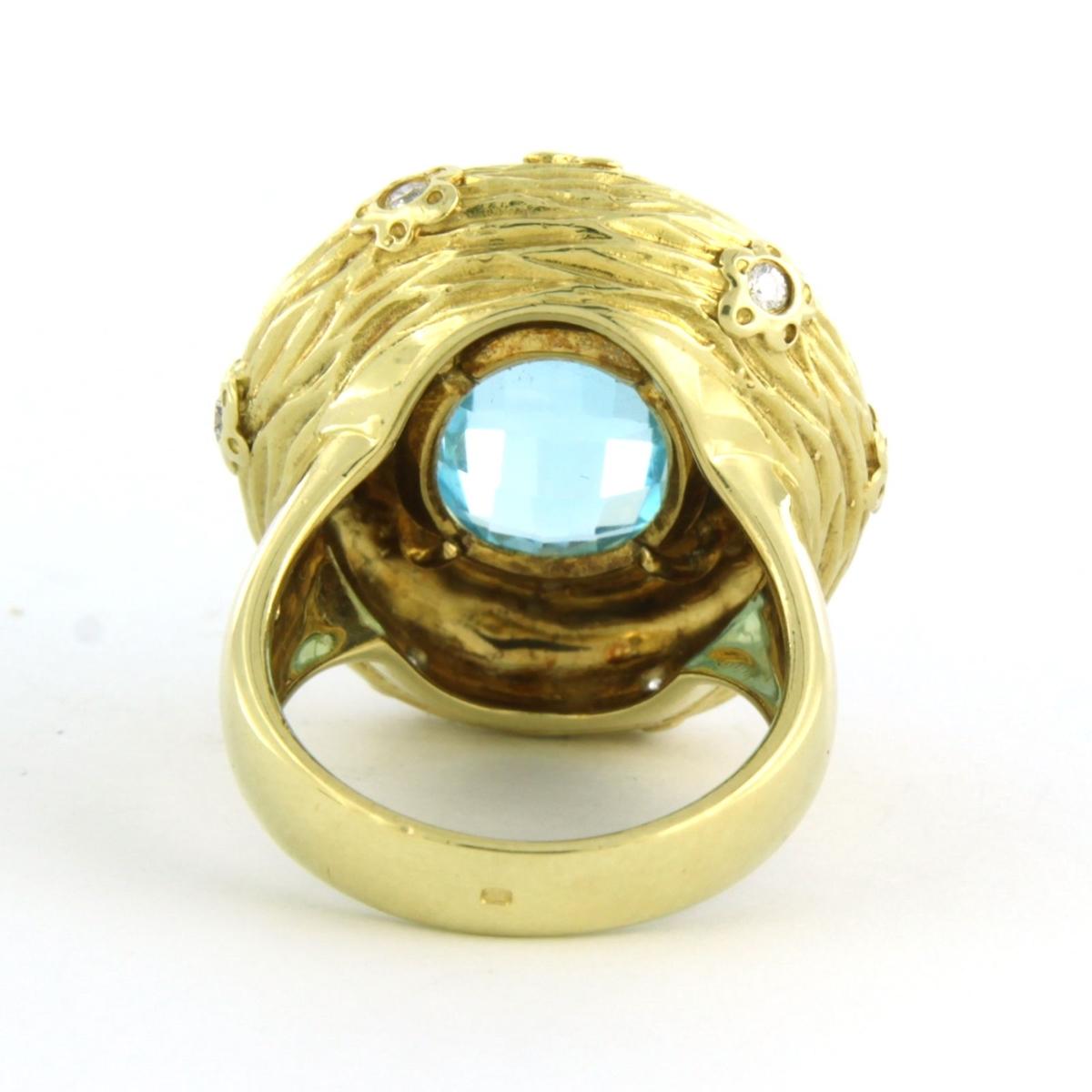 Ring with topaz and diamond 18k yellow gold In Good Condition For Sale In The Hague, ZH