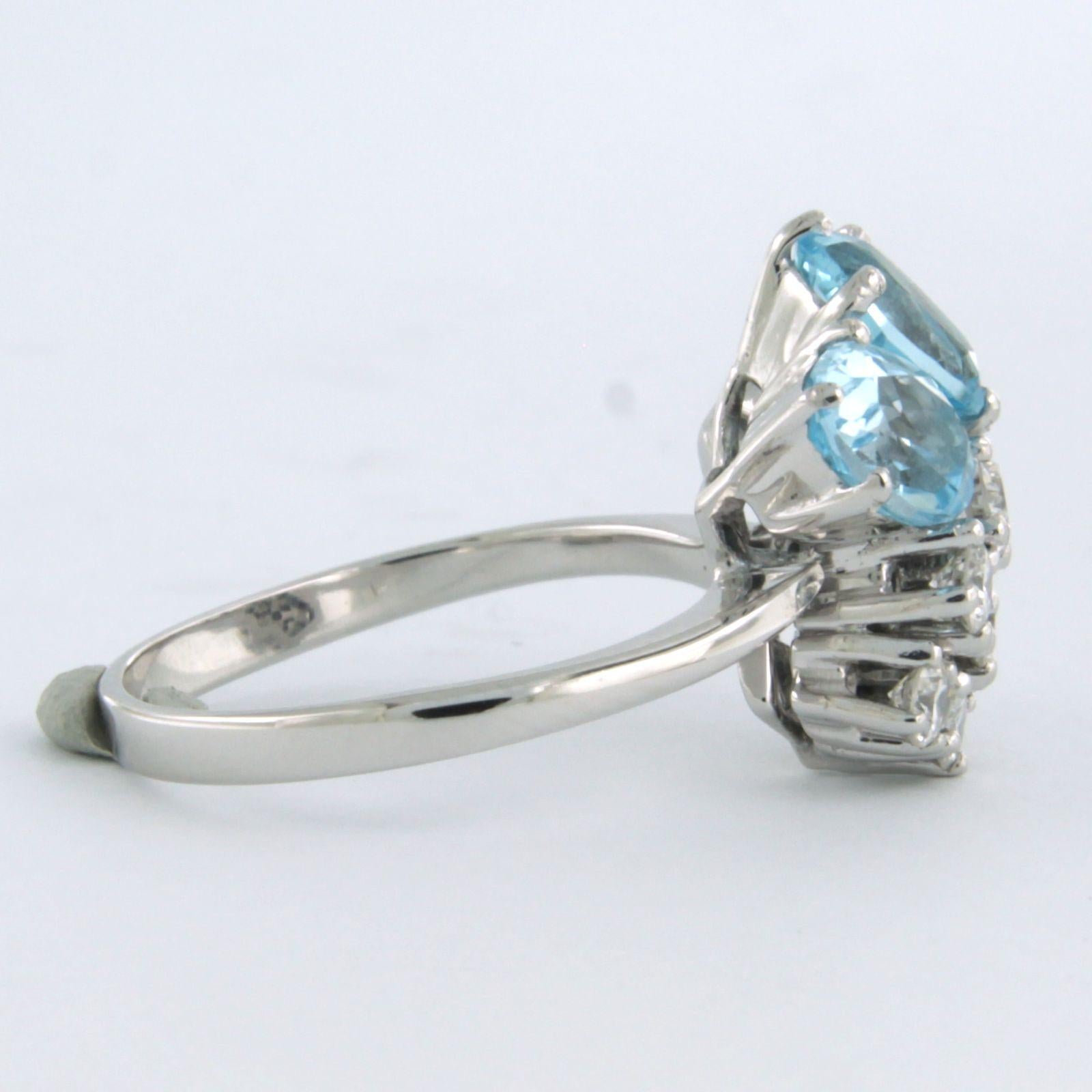 Women's Ring with topaz and diamonds 14k white gold For Sale