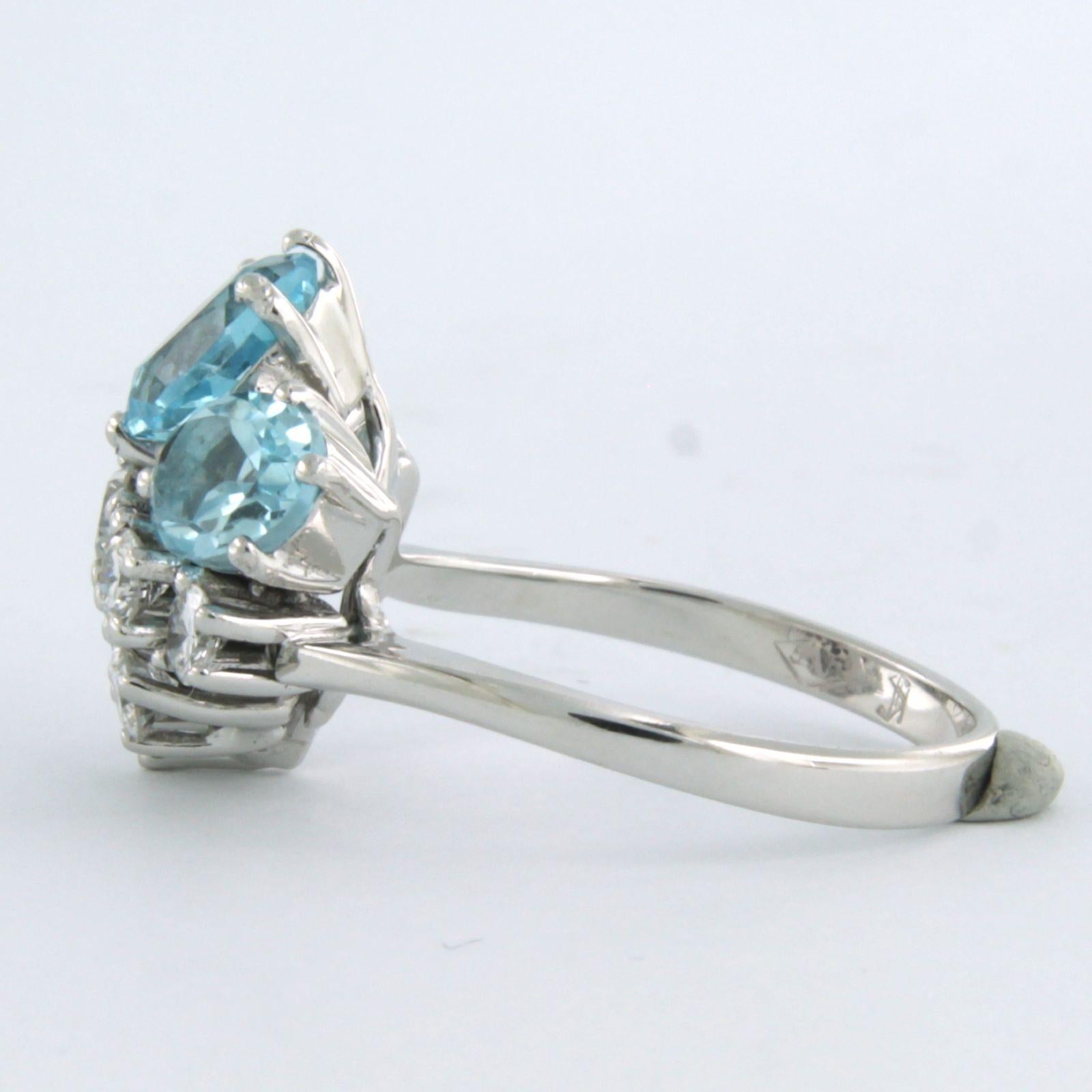Ring with topaz and diamonds 14k white gold For Sale 1