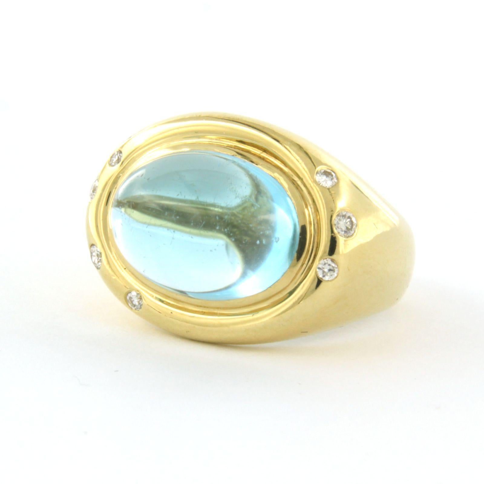 Modern Ring with topaz and diamonds 18k yellow gold For Sale