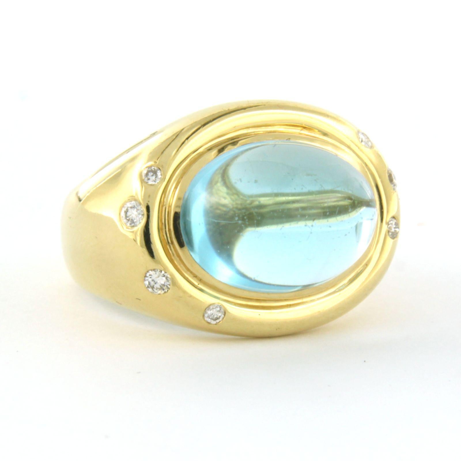Brilliant Cut Ring with topaz and diamonds 18k yellow gold For Sale
