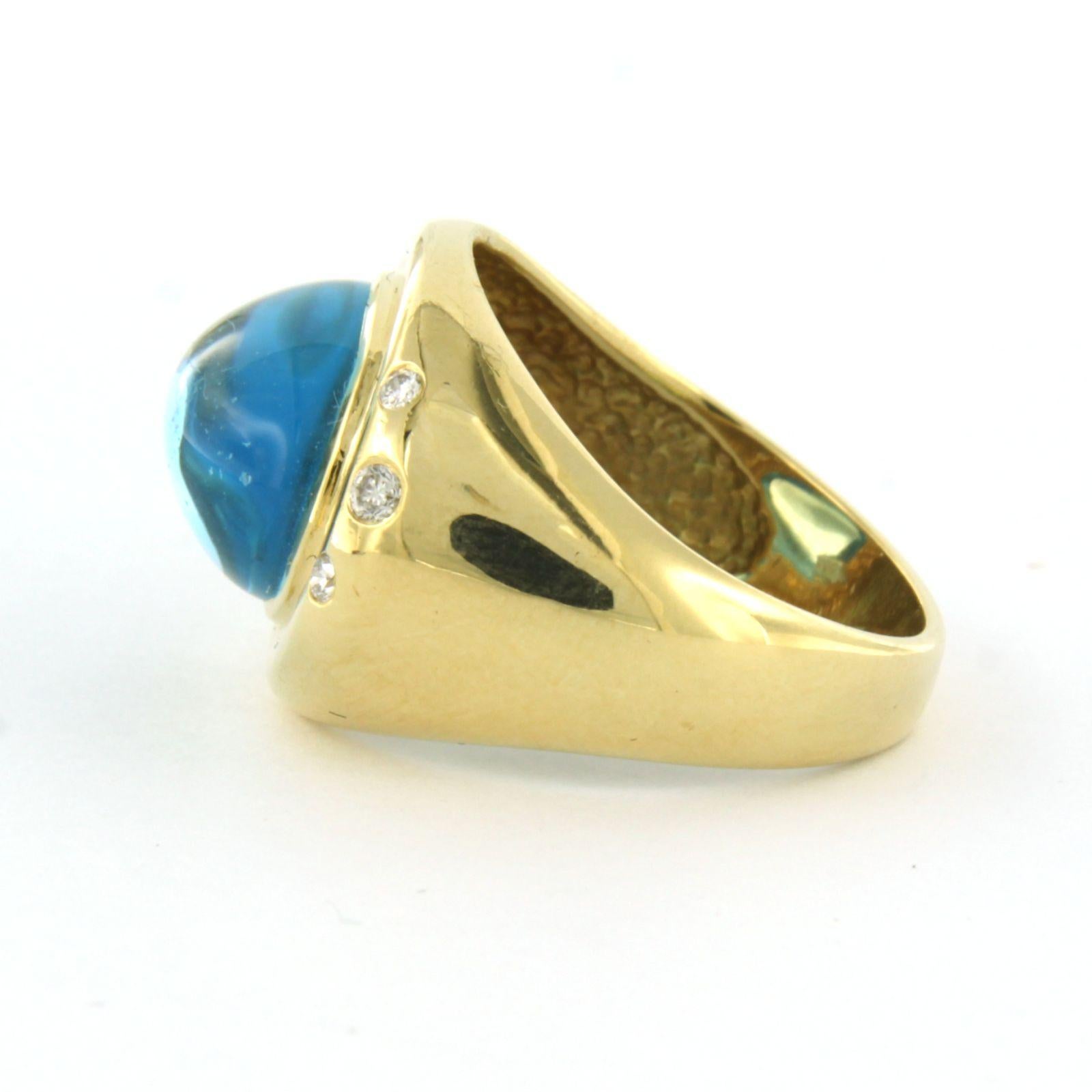 Women's Ring with topaz and diamonds 18k yellow gold For Sale